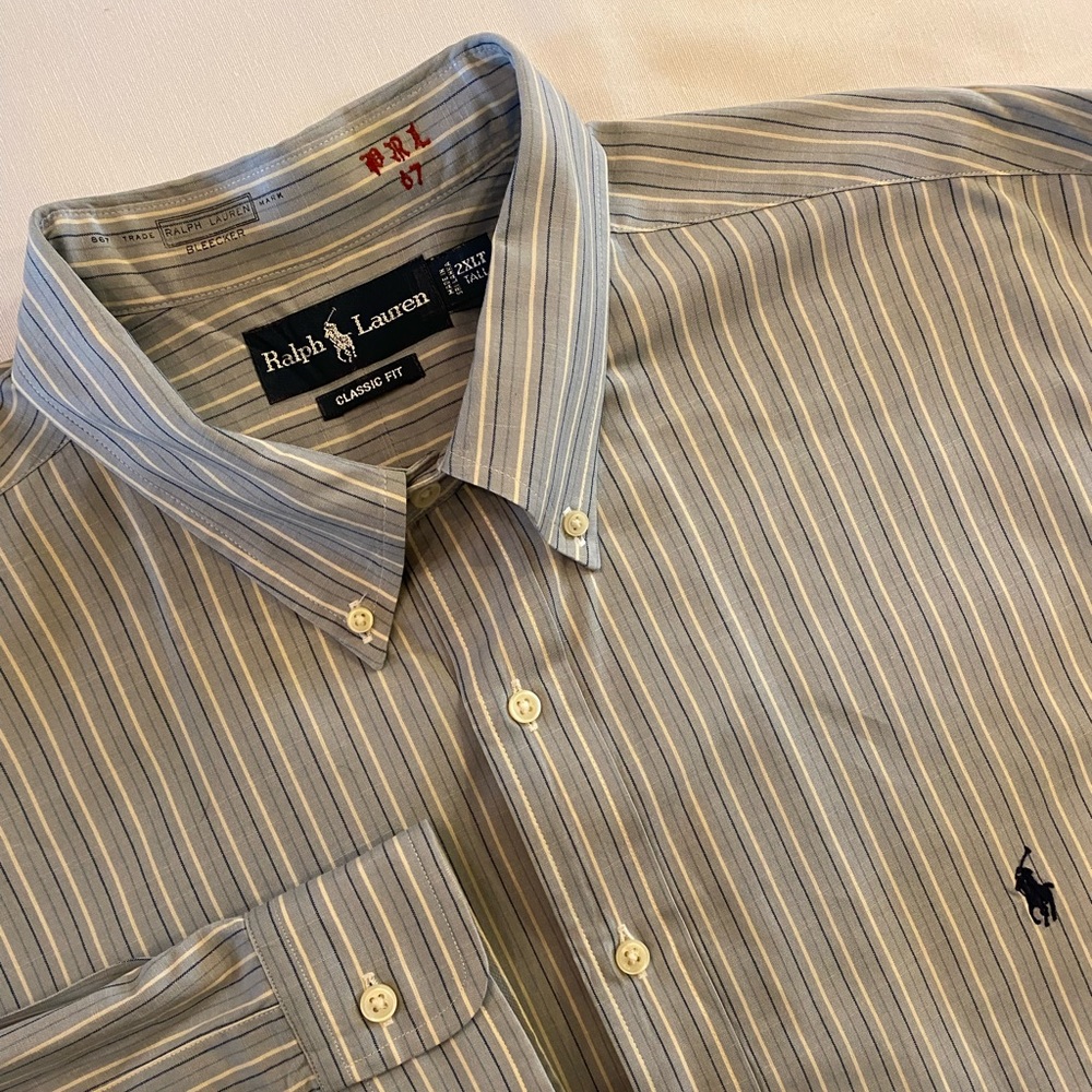 RALPH LAUREN Classic Fit Bleecker Stripe Long Sleeve Shirt Size 2XLT